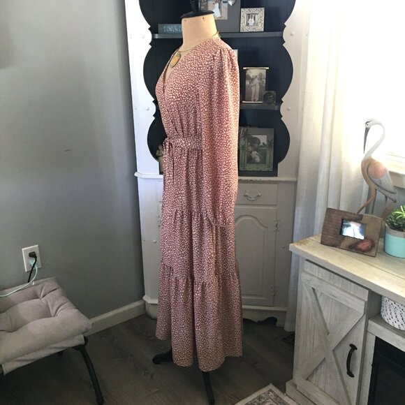 Women's Maxi‎ Dress Size S Fall Long Sleeve V Neck Tiered Floral Dress - Picture 2 of 10
